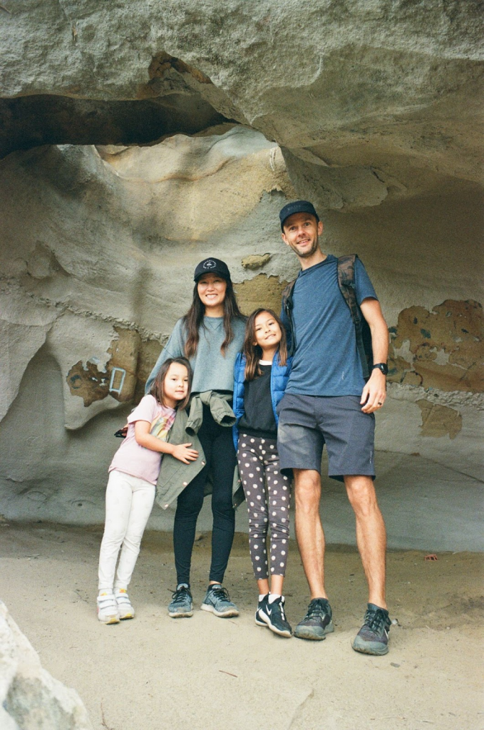 Family viewing cave drawings